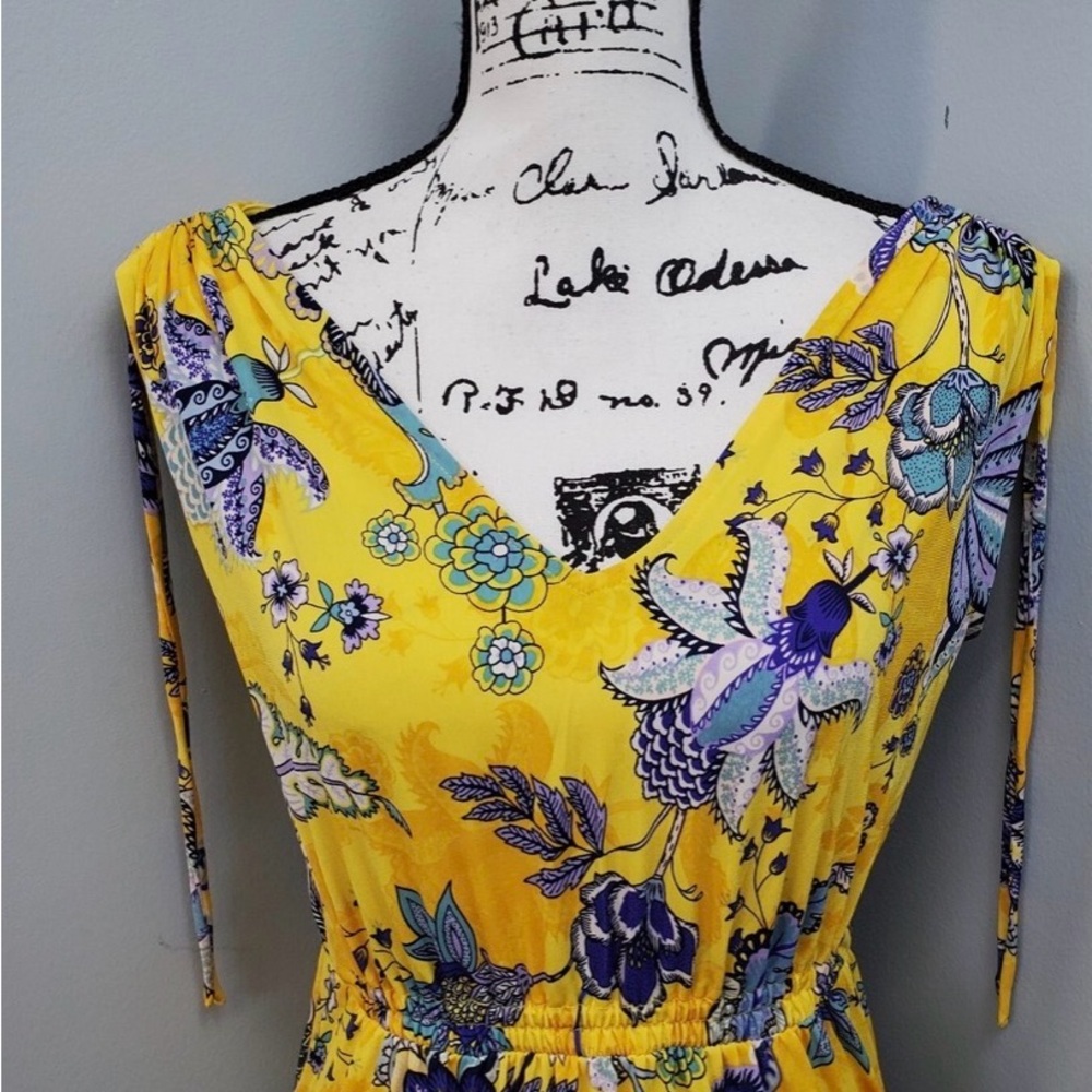 IMAN Yellow and Blue Floral Maxi Dress - Picture 3 of 16